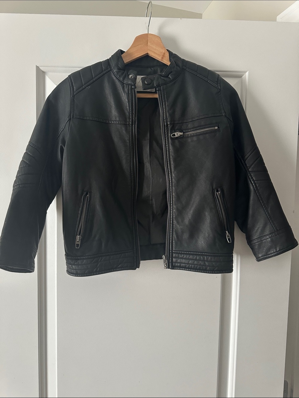 Zara Kids Black Faux Leather Biker Jacket